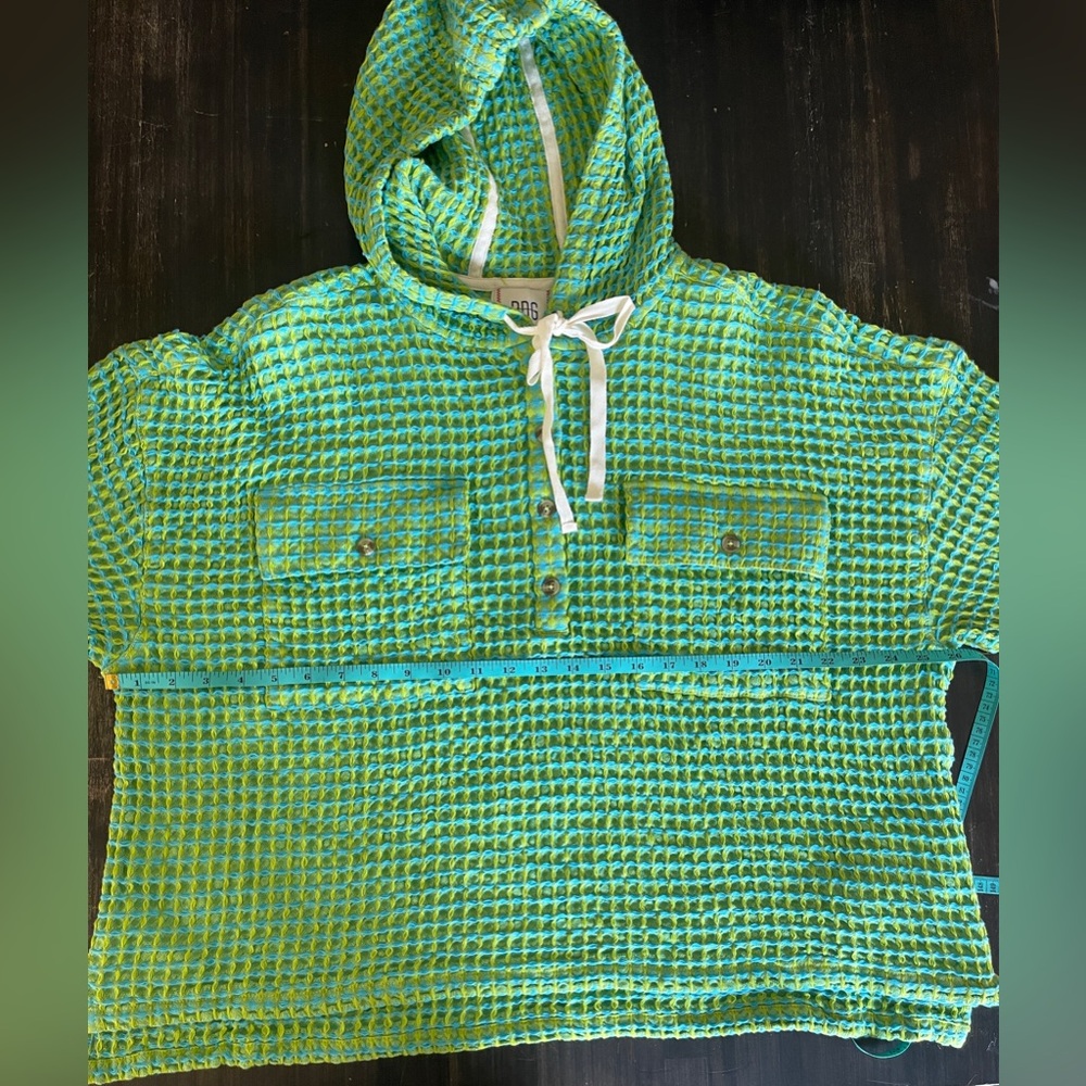 URBAN OUTFITTERS BDG Baja Stanley Waffle Hooded Top SZ XL Blue Gree NWT - Picture 9 of 10